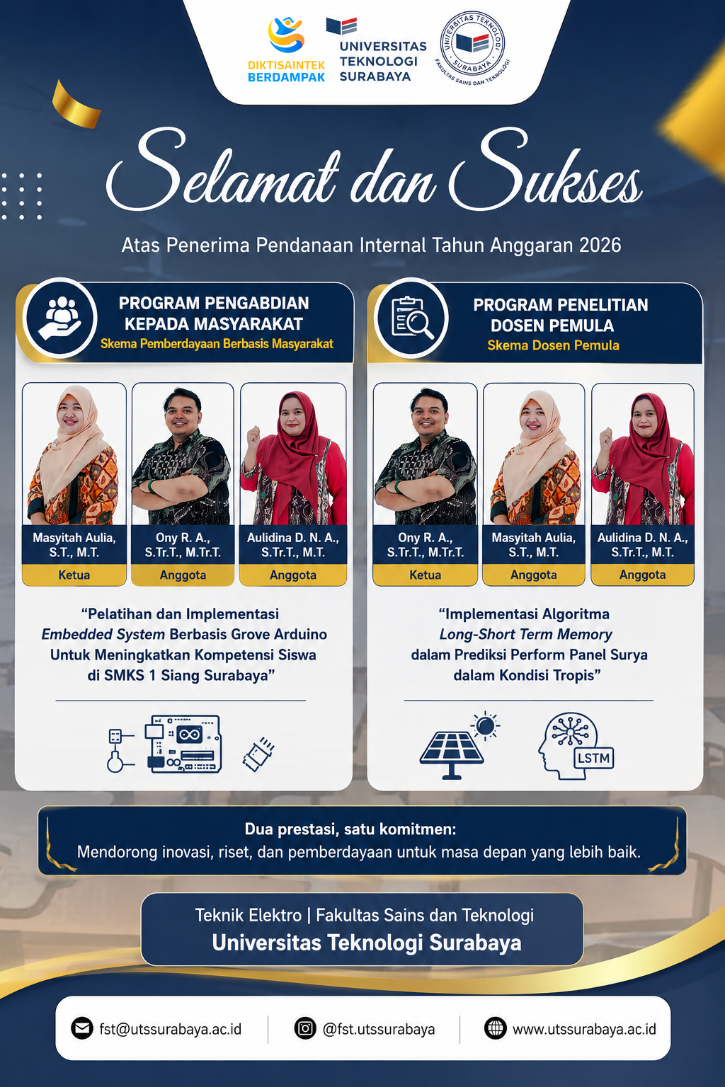 Tim Dosen Teknik Elektro FST UTS Raih Dua Pendanaan Internal 2026 Untuk Riset dan Pengabdian Masyarakat